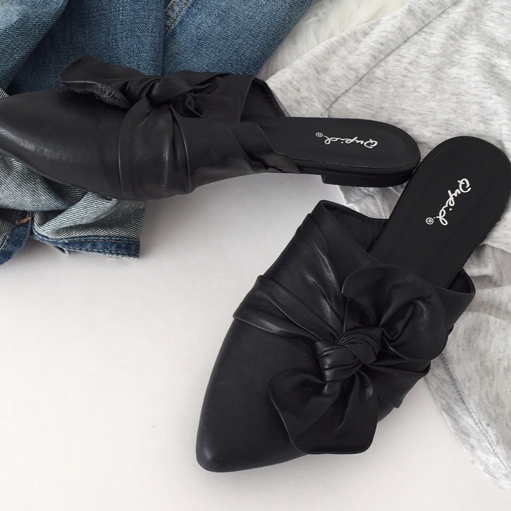 💫HP NWOT Black leather Qupid slip ons size7.5 - Picture 4 of 5